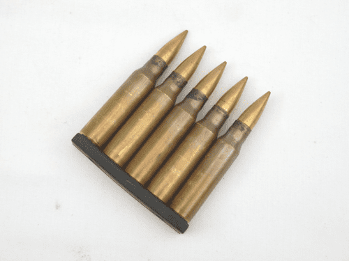 5 round clip of inert 7.62mm NATO rounds