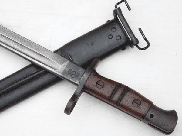 American Model 1917 bayonet wire- hanger scabbard, 1918 marked instead of 1917 **SOLD**
