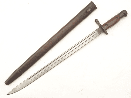 American Remington made Pattern 1913 bayonet and scabbard, 1917 dated, unusual grips **SOLD**