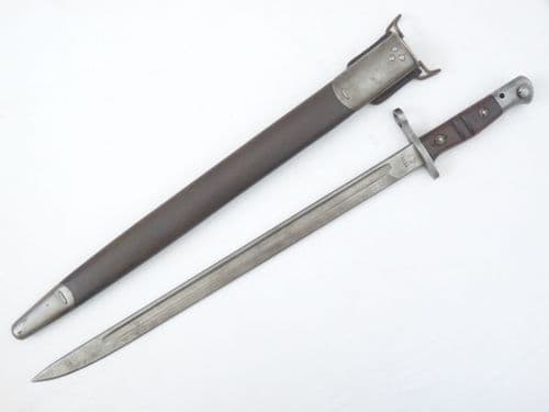 American Remington Model 1917 bayonet and Maxim scabbard, wrongly 1918 marked