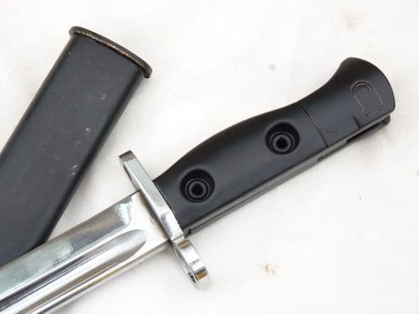 Australian made SLR L1A2 bayonet and scabbard, chromed for parade use  **SOLD**