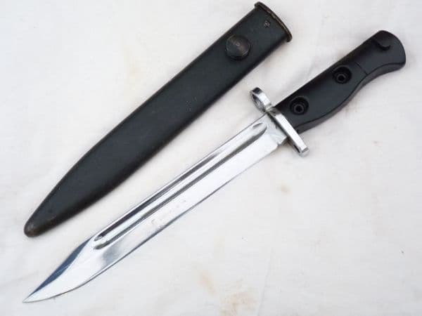 Australian made SLR L1A2 bayonet and scabbard, chromed for parade use **SOLD**