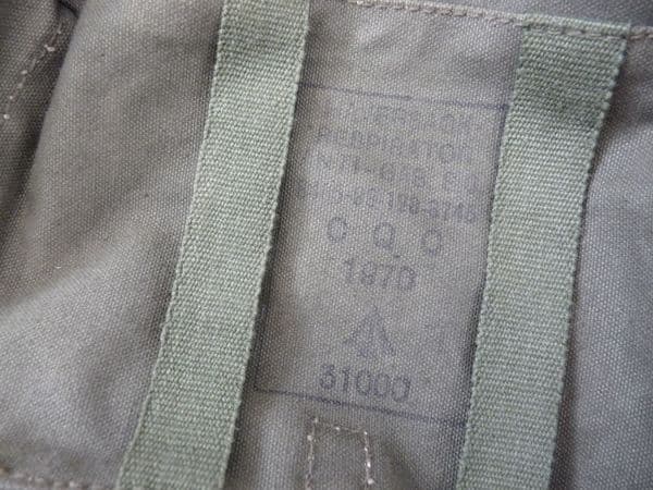 British Army gas-mask case 1970 dated, with anti-dim kit