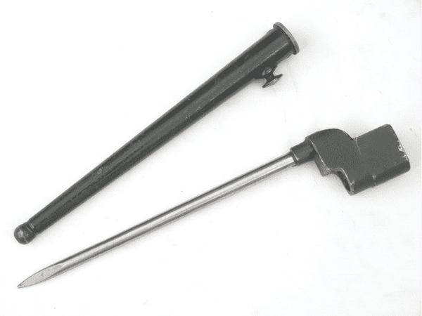 British British made No4 MkII* spike bayonet and scabbard , 1944 dated