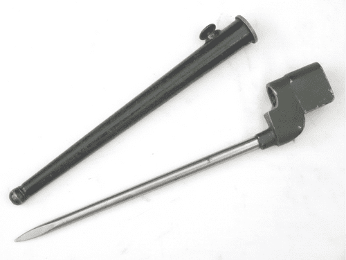 British British made No4 MkII* spike bayonet and scabbard , 1944 dated