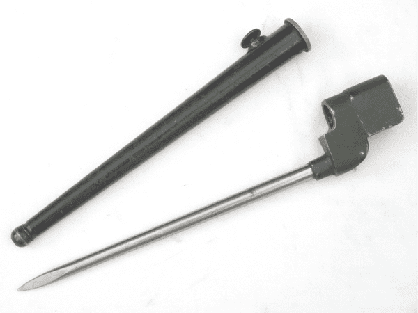 British British made No4 MkII* spike bayonet and scabbard , 1944 dated