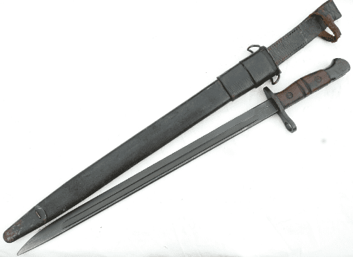 British Home Guard issue Model 1917 bayonet, scabbard and frog  **SOLD**