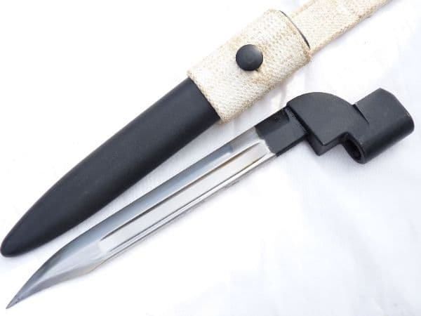 British Lee-Enfield No9 knife bayonet, scabbard and frog, vgc, 1949 dated **SOLD**
