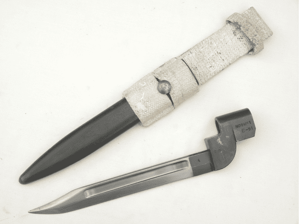 British Lee-Enfield No9 parade bayonet and scabbard, 1951 dated, with frog **SOLD**