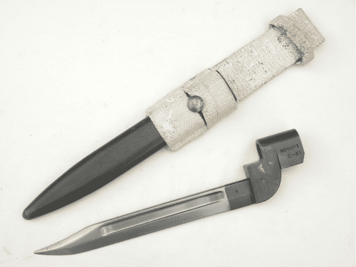 British Lee-Enfield No9 parade bayonet and scabbard, 1951 dated, with frog **SOLD**