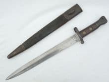 British Lee-Metford P1888 Mk1 bayonet and scabbard, 1891 dated, N.R. 67 marked
