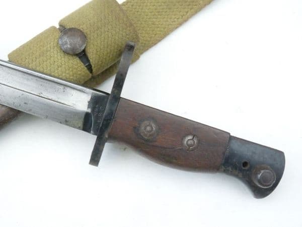 British no.5 Jungle carbine / Sterling bayonet and scabbard, wartime S294 marked
