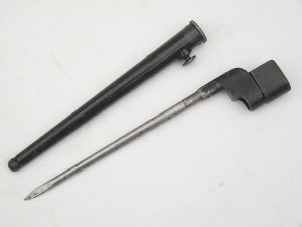 British No4 mk2 bayonet, scabbard, early Singer marked, 1942 dated **SOLD**