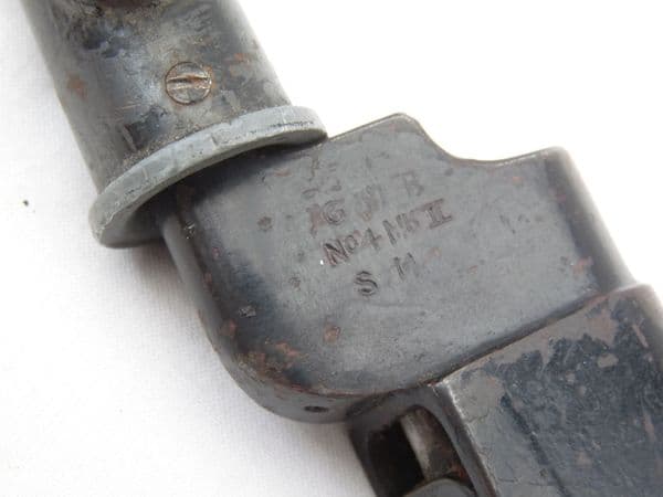 British No4 mk2 bayonet, scabbard, early Singer marked, 1942 dated **SOLD**