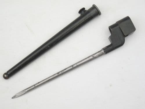British No4 mk2 bayonet, scabbard, early Singer marked, 1942 dated **SOLD**