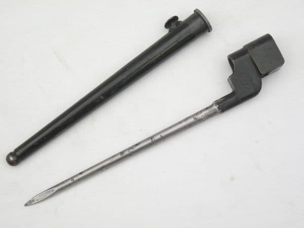 British No4 mk2 bayonet, scabbard, early Singer marked, 1942 dated **SOLD**