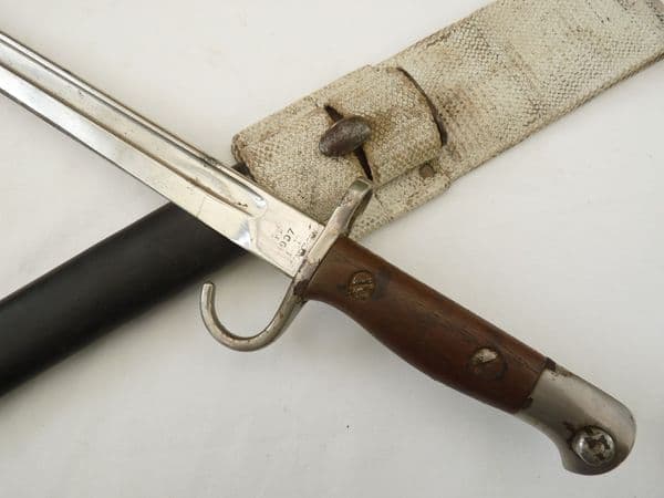British Patt'07  Sanderson quillon parade bayonet, scabbard and frog, dated 1910 **SOLD**