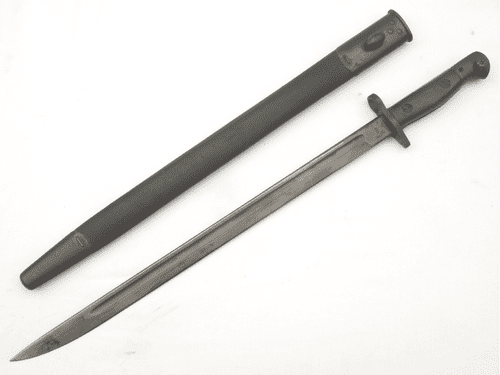 British Patt' 1907 Sanderson made bayonet and scabbard, 1918 dated,  RMI marked