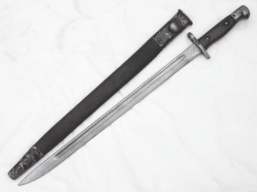 British Pattern 1907 Sanderson made bayonet and scabbard 1918 dated  **SOLD**