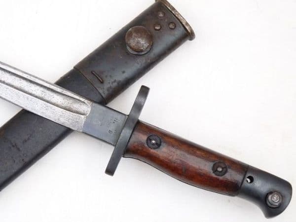British Pattern 1907 Sanderson made bayonet and scabbard dated 1916, marked pommel  **SOLD**