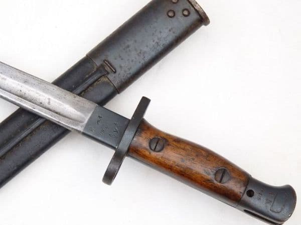British Pattern 1907 Sanderson made bayonet and scabbard dated 1916, marked pommel  **SOLD**