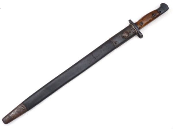 British Pattern 1907 Sanderson made bayonet and scabbard dated 1916, marked pommel  **SOLD**