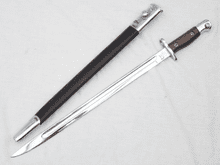 British Pattern 1907 Sanderson made chromed Parade bayonet with scabbard, Canadian marked  **SOLD**
