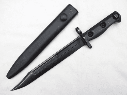 British SLR L1A3 bayonet and scabbard, 1958 dated **SOLD**