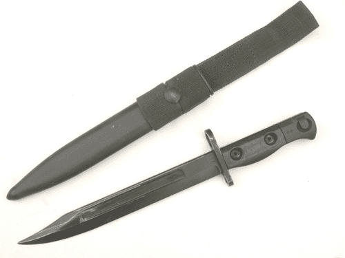 British SLR L1A3 bayonet and scabbard with nylon frog, 1967 dated **SOLD**