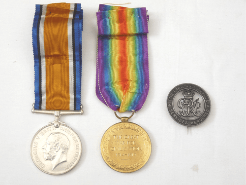 British WW1 Pair with silver Wound badge to King's Royal Rifle Corps. H.A. Braxler.