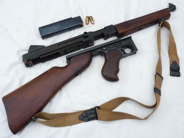 Deactivated American Thompson M1 45 cal smg c/w genuine sling SOLD