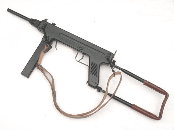 Deactivated Danish made Madsen M/50 submachine gun, sliding cocking handle