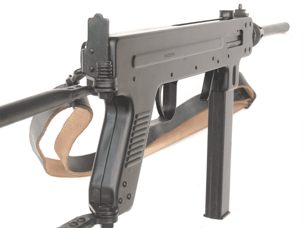 Deactivated Danish made Madsen M/50 submachine gun, sliding cocking handle