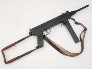Deactivated Danish made Madsen M/50 submachine gun, sliding cocking handle