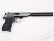 Deactivated German Hege Waffen AP66 pistol in 7.65mm caliber, 1969 dated, with sound moderator   **SOLD**