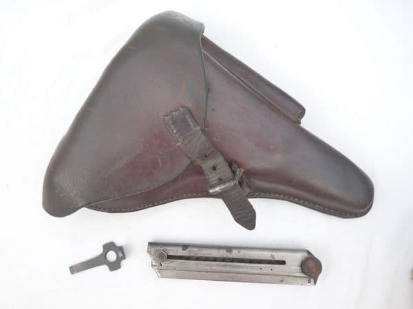 Deactivated Luger P08 Erfurt made pistol and holster set, dated 1917, early spec