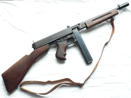 Deactivated Thompson M1928 A1 .45 cal submachine gun, sliding cocking handle  **SOLD**