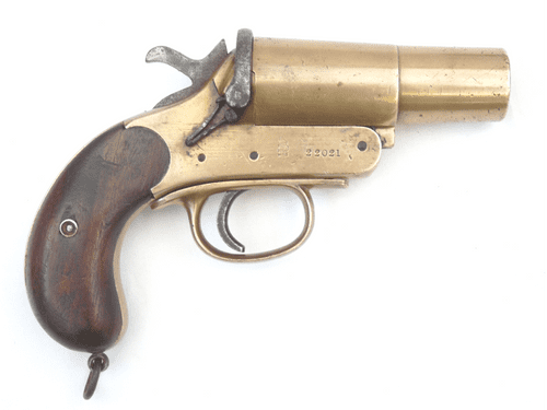 Deactivated Webley & Scott 1" brass signal pistol, 1916 dated