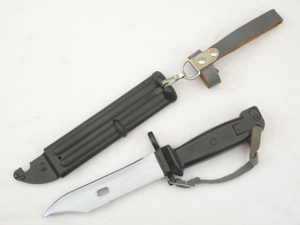 East German made Kalashnikov AKM Type 2 bayonet with scabbard and hanger **SOLD**