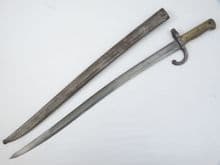 French Chassepot M1866 German capture bayonet and scabbard, dated 1867, regimentally marked