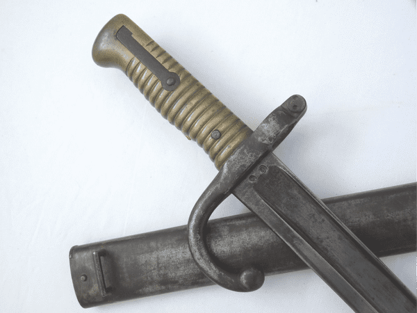 French Chassepot M1866 German capture bayonet and scabbard, dated 1867, regimentally marked **SOLD**