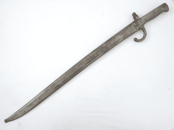 French Chassepot M1866 German capture bayonet and scabbard, dated 1867, regimentally marked **SOLD**