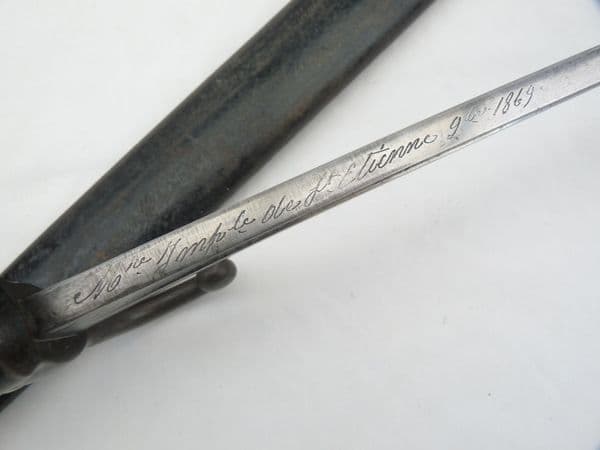 French Chassepot M1866  German capture bayonet and scabbard, dated 1869 **SOLD**