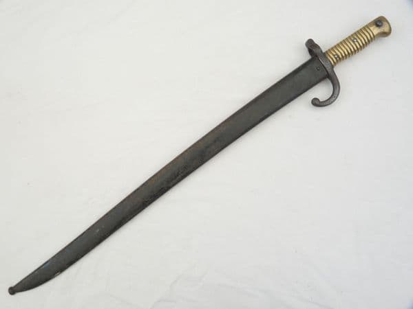 French Chassepot M1866  German capture bayonet and scabbard, dated 1869 **SOLD**