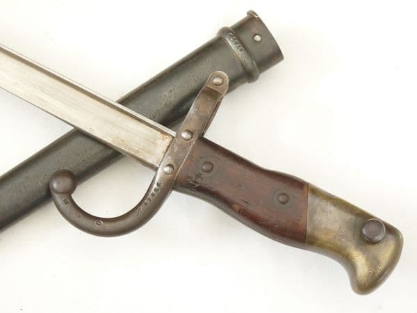 French Gras M1874 bayonet and scabbard 1877 dated, matching s/numbers