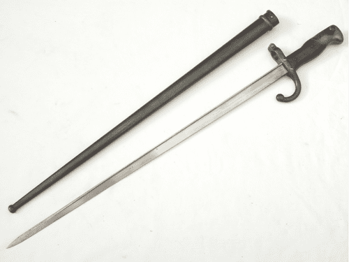 French Gras M1874 bayonet and scabbard 1877 dated, matching s/numbers