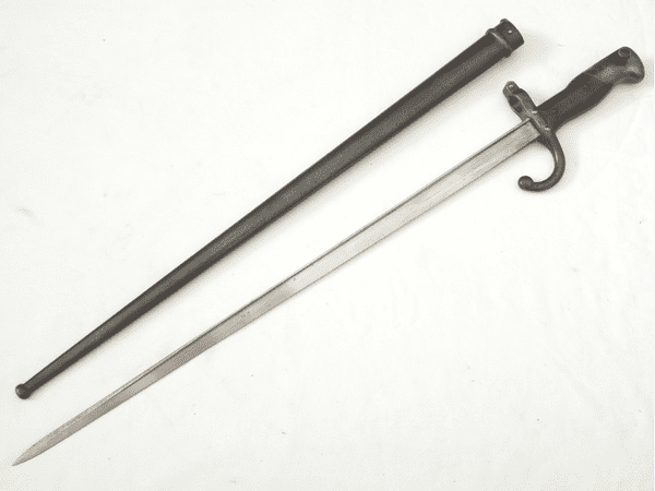 French Gras M1874 bayonet and scabbard 1877 dated, matching s/numbers