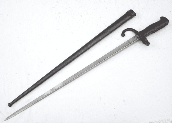 French Gras M1874 bayonet and scabbard 1877 dated, matching serial numbers /1