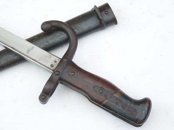 French Gras M1874 bayonet and scabbard 1877 dated, matching serial numbers /1