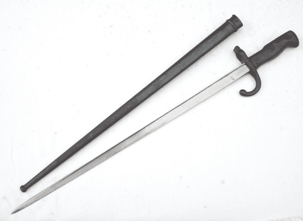 French Gras M1874 bayonet and scabbard 1877 dated, matching serial numbers /1